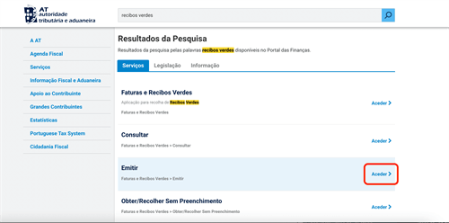 4 Aceder Emitir Recibos Verdes